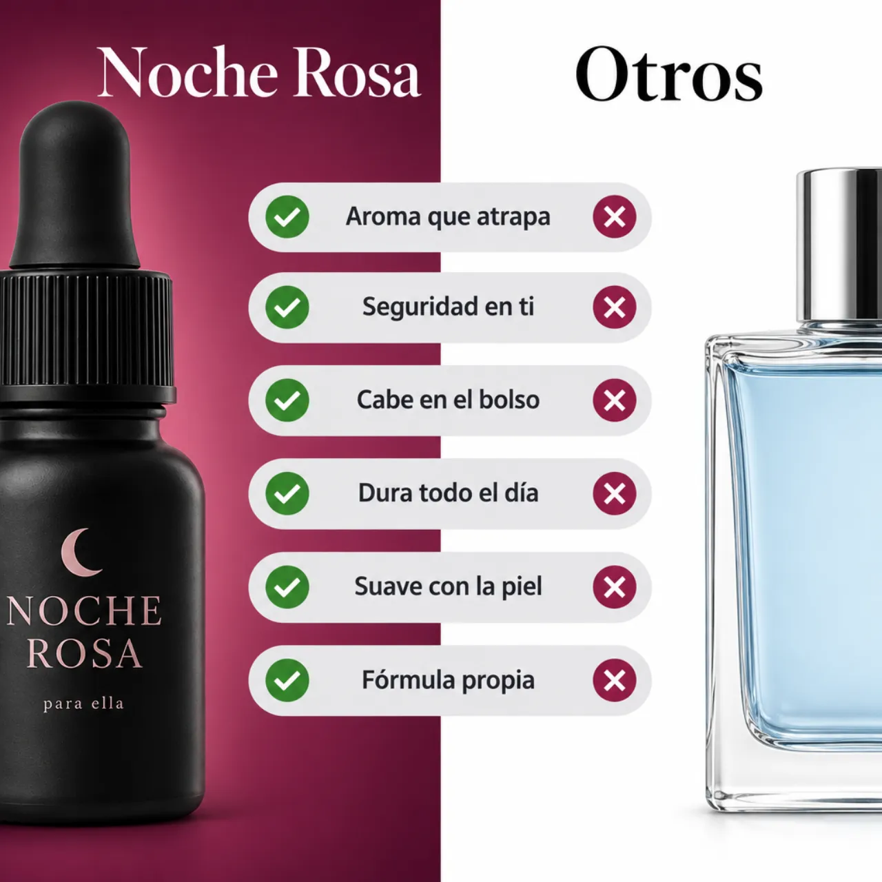 Noche Rosa frente a un perfume común